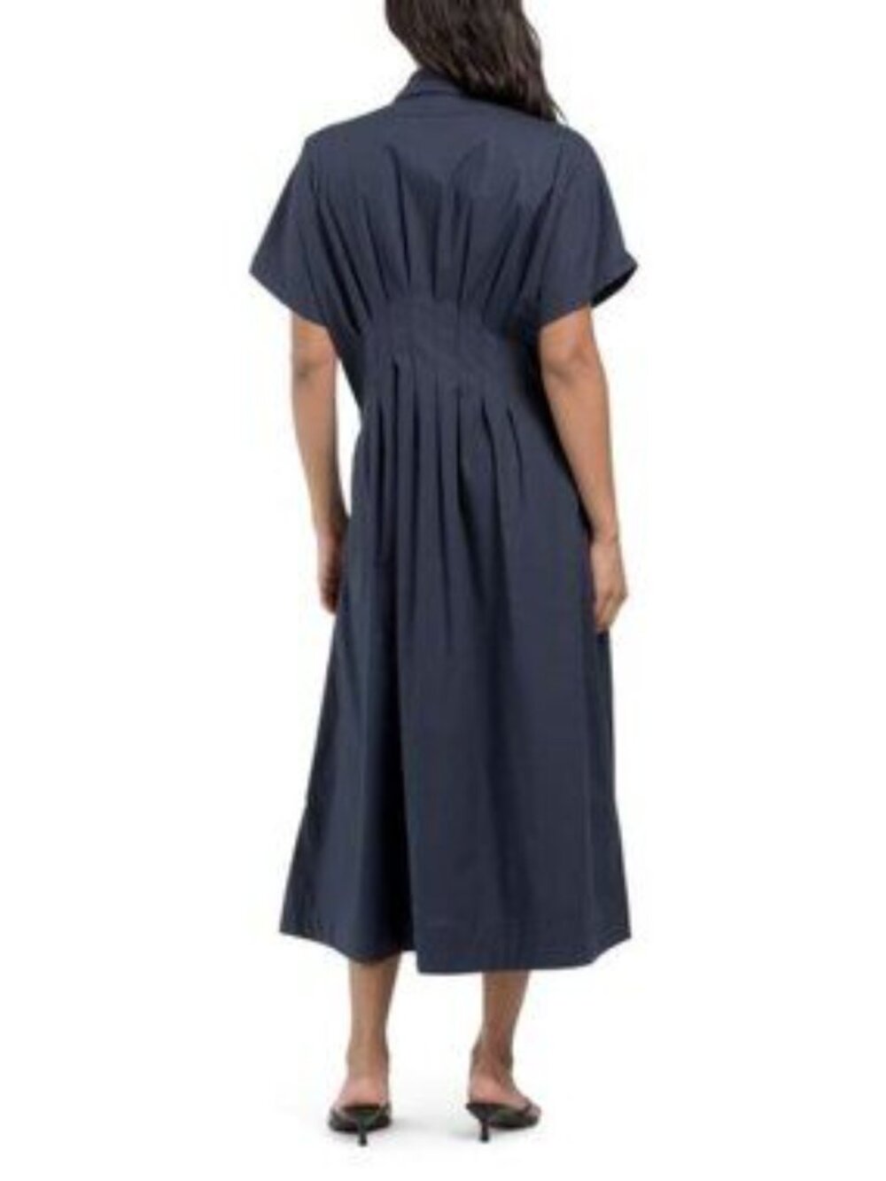 MODERN WORKS City Poplin Pleated Bodice Long Midi Dress - Picture 2 of 2